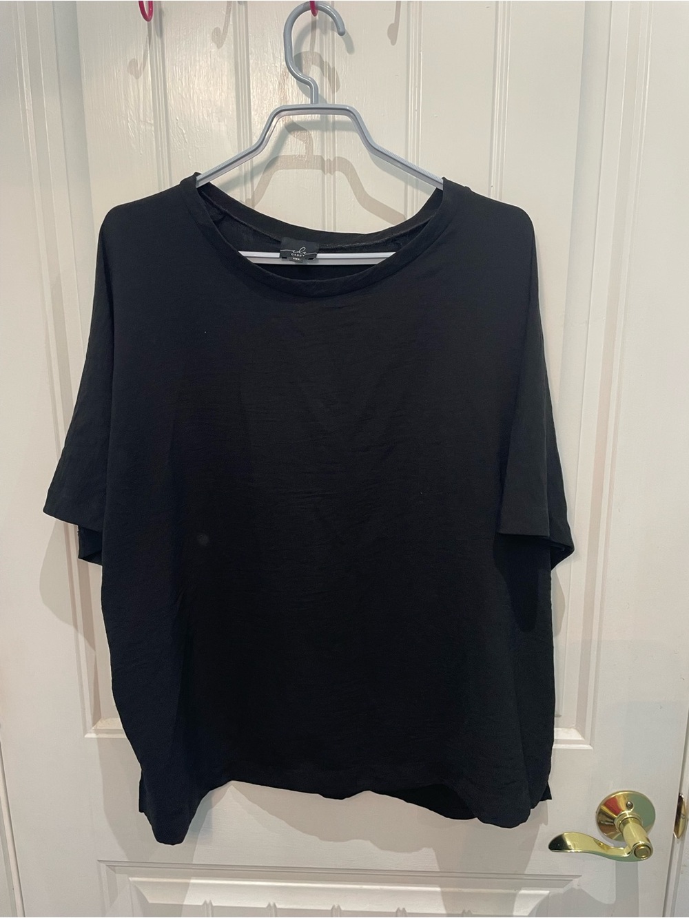 Relaxed Black Women's Crewneck Blouse